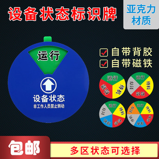 亚克力机械设备状态管理标识牌车间生产医疗机器仪器运行故障停机检修状态切换标识牌圆形提示牌指示牌标志