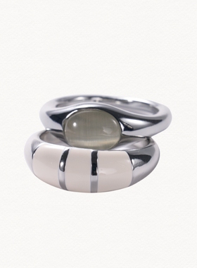 2AN 猫眼石水晶能量场 白星轨猫眼石戒指