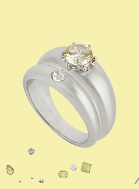 2AN PROJECT “JOJO”圈圈双层戒指 黄白钻拼色