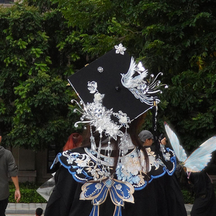 簪花学士帽手工diy苗银材料包新中式古风发饰大学生硕士拍毕业照