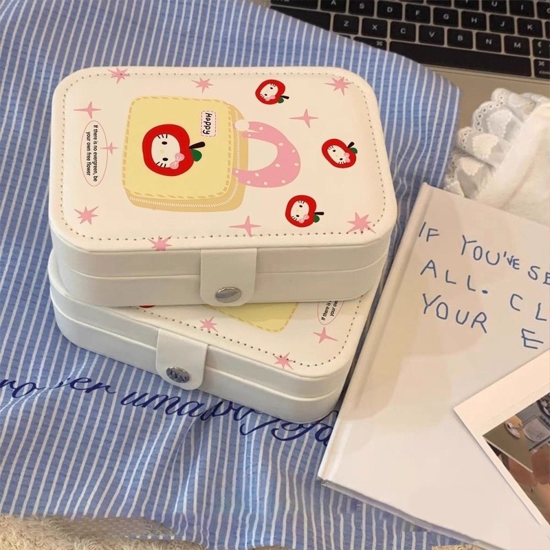 苹果凯蒂首饰收纳盒旅行高档精致首饰包大容量耳环戒指项链饰品盒