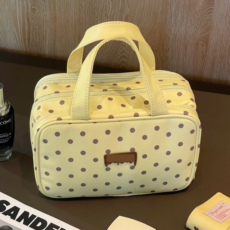 黄色化妆包女大容量外出便携化妆品收纳包分区旅行小众防水洗漱包
