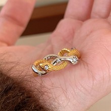 新中式蛇来运转双蛇缠绕戒指本命年小金蛇指环生肖小银蛇开口手饰