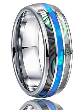 钨钢男士天然8壳钨钢镶宽澳宝现货鲍鱼戒指戒指球面