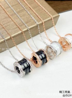 项链大小蛮金陶瓷金链慈善弹簧CNC女蛇骨链V宝家玫瑰款吊坠锁骨腰