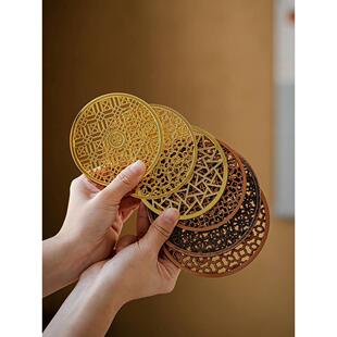 中式壶垫片蜡烛温茶壶隔热片恒温加热暖茶炉烤网圆形合金茶盘配件