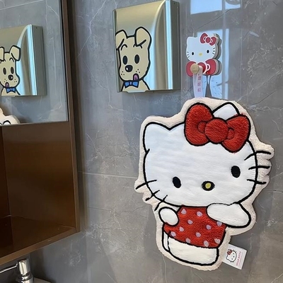 hellokitty凯蒂猫擦手巾可爱卡通洗手毛巾挂式双层加厚吸水珊瑚绒