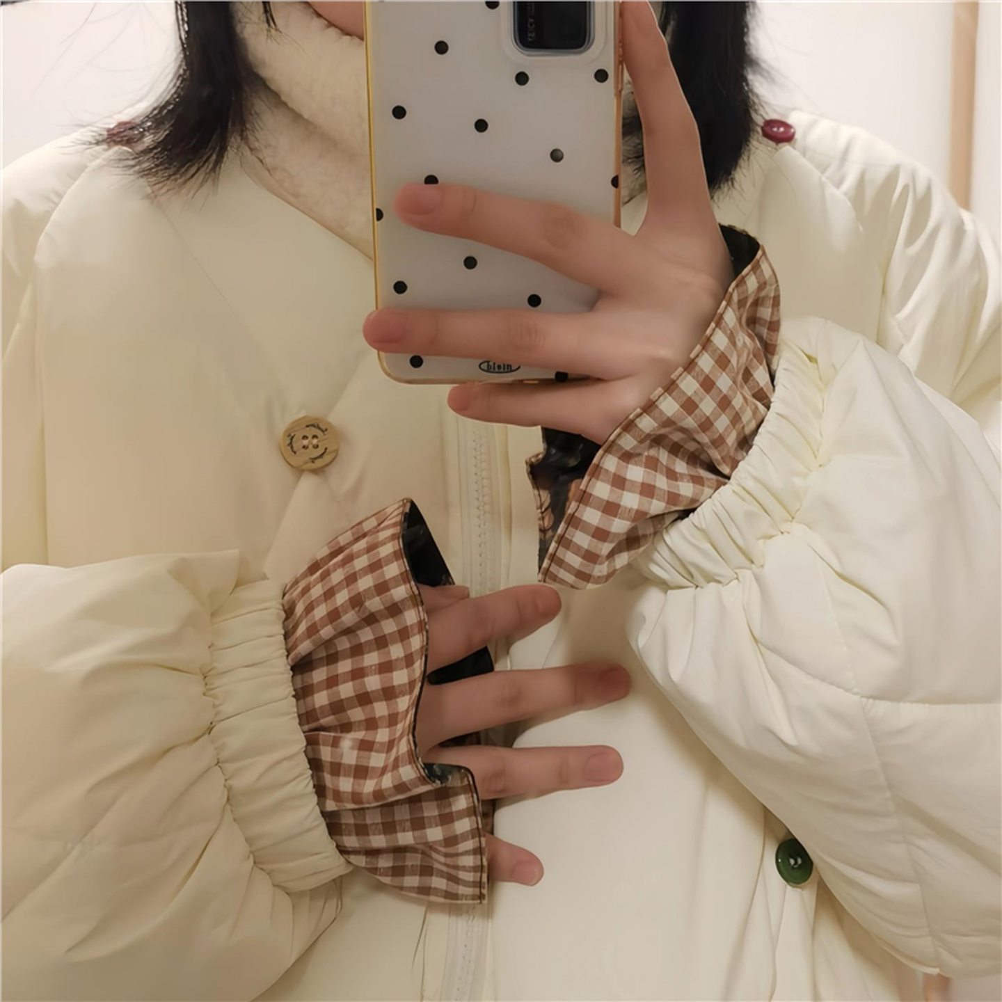 日式双面袖套纯棉短款袖口护袖花边袖筒手腕冬高颜值套袖上班耐脏