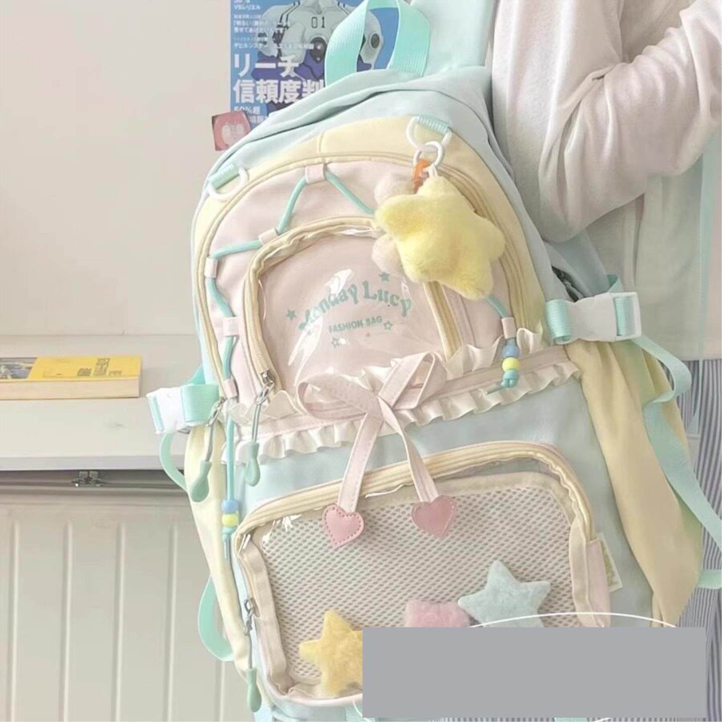 日系书包初中女生高颜值多巴胺痛包小学生小众撞色双肩包2025新款