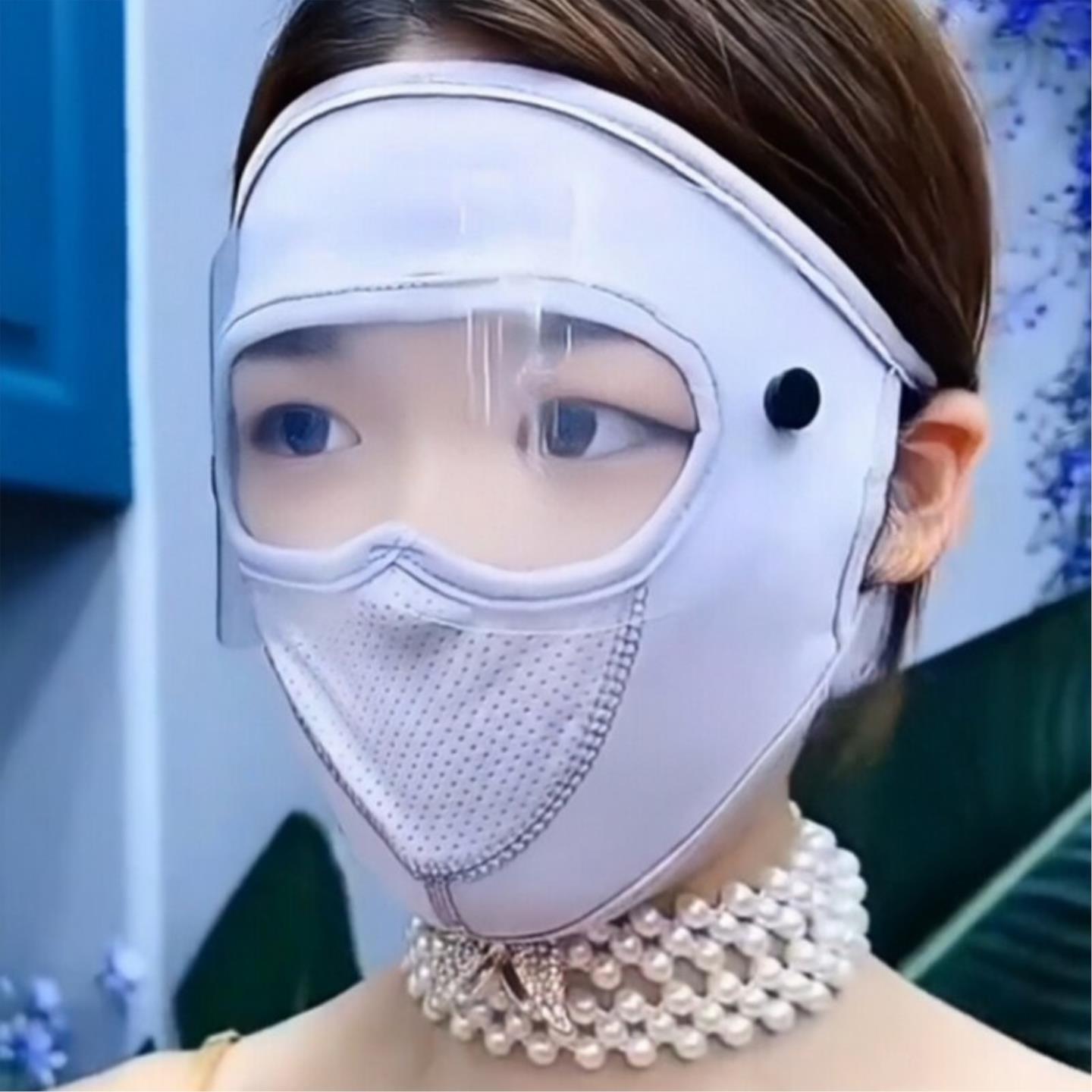 女士夏天抗紫外线面部防晒面罩全脸遮阳脸透气冰丝骑行口罩脸基尼