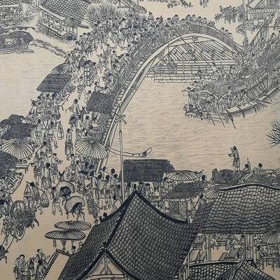 新款珍藏版国画清明上河图装饰画绢丝精致装裱卷轴全景全卷一件包