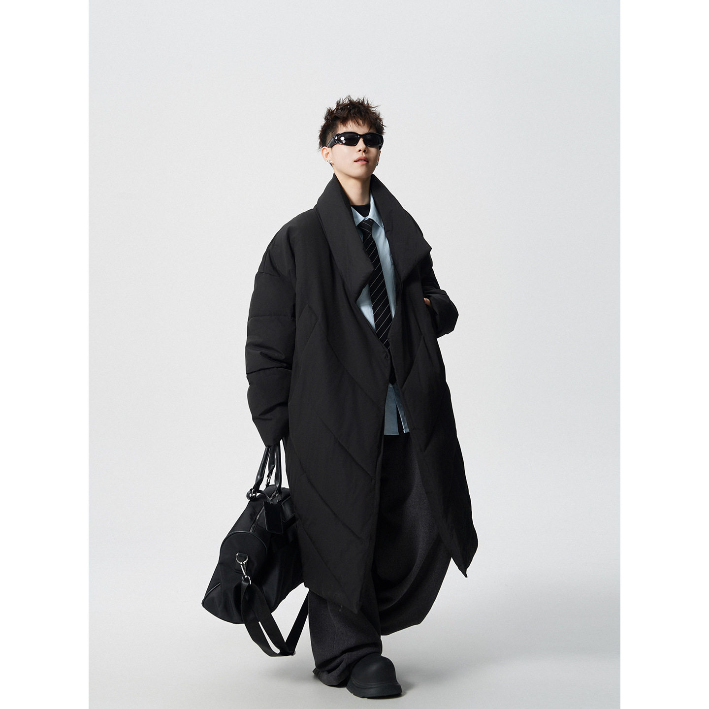 黑色中长款棉服男款冬季防寒保暖棉衣宽松面包服过膝大衣棉袄外套