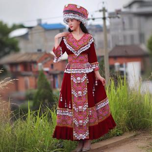 苗族女装盛装少数民族晚礼服婚服套装特色刺绣花边珠珠长裙服装女