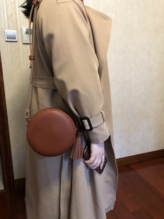 純手工縫制高級(jí)質(zhì)感頭層牛皮小圓包女 真皮單肩斜挎圓形包圓餅包