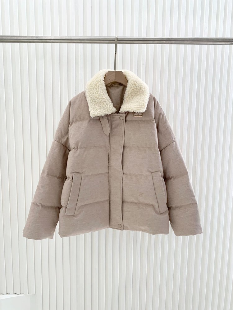 2025冬季新款女装休闲短款外套宽松显瘦桑蚕丝丝驼绒鹅绒羽绒服