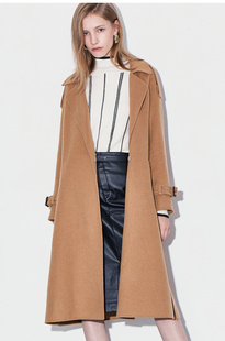 尾dan 双面呢羊毛大衣系带两穿中长款 冬季 女装 毛呢 新款