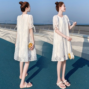 法式 甜美初恋小白裙A字裙娃娃裙白色遮肉夏女宽松连衣裙新款 2025
