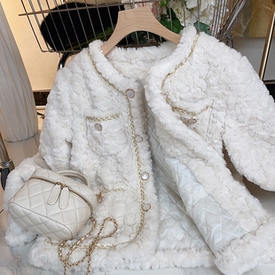 冬季小香风毛毛外套女2026新款韩系高级感小个子羊羔毛绒短款棉衣