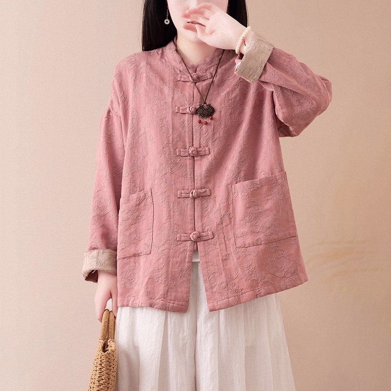 中式棉麻盘扣上衣女中国风复古文艺对襟盘扣立领长袖棉麻衬衫春秋,女装/女士精品,衬衫,淘宝优惠券,粉丝福利购,淘宝优惠卷