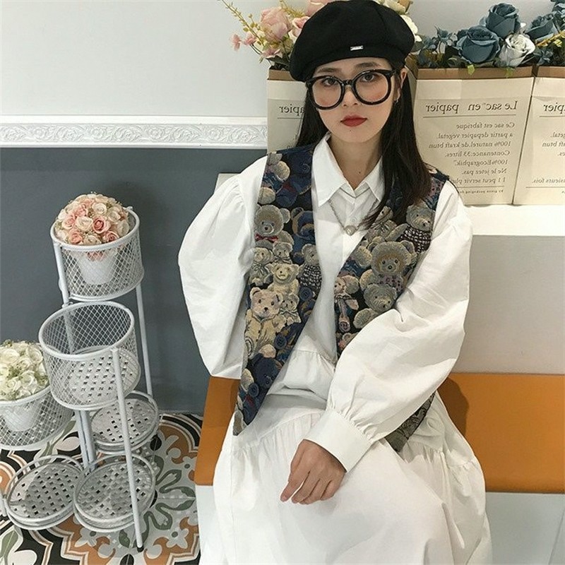 马甲+连衣裙女2026春夏外穿马夹日系复古百搭短款工装风背心外套图片