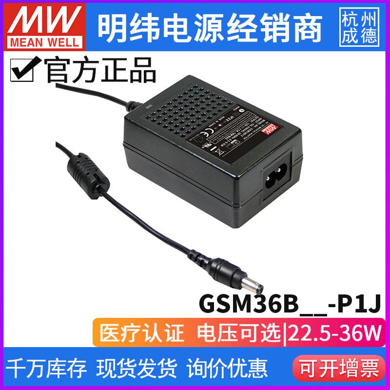 明纬GSM36B-P1J医疗级适配器05/07/09/12/15/18/24/48V电压可选
