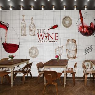 葡萄酒酒桶墙纸酒窖酒吧ktv清吧红酒壁纸无缝个性 3d复古欧式 壁画