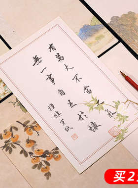 檀旗蜡染混搭彩绘宣纸信笺纸毛笔小楷书法作品纸一笔笺手札半生半熟仿古风空白花笺瘦金体行书练字书法专用纸