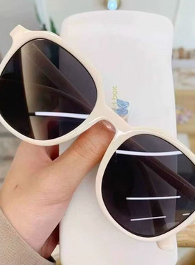 韩版ins墨镜女潮黑色圆脸超轻太阳镜抖音蹦迪大脸显瘦眼镜网红款