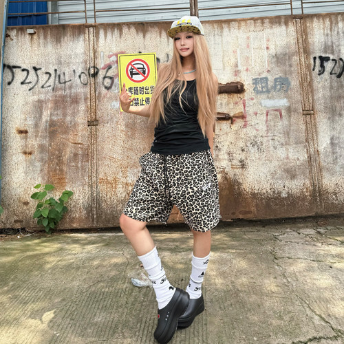 paulasara豹纹提花短裤