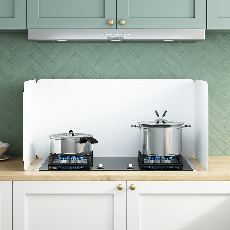 厨房挡油板白色烤漆炒菜防溅油烟机隔热折叠防油挡板煤气灶台加