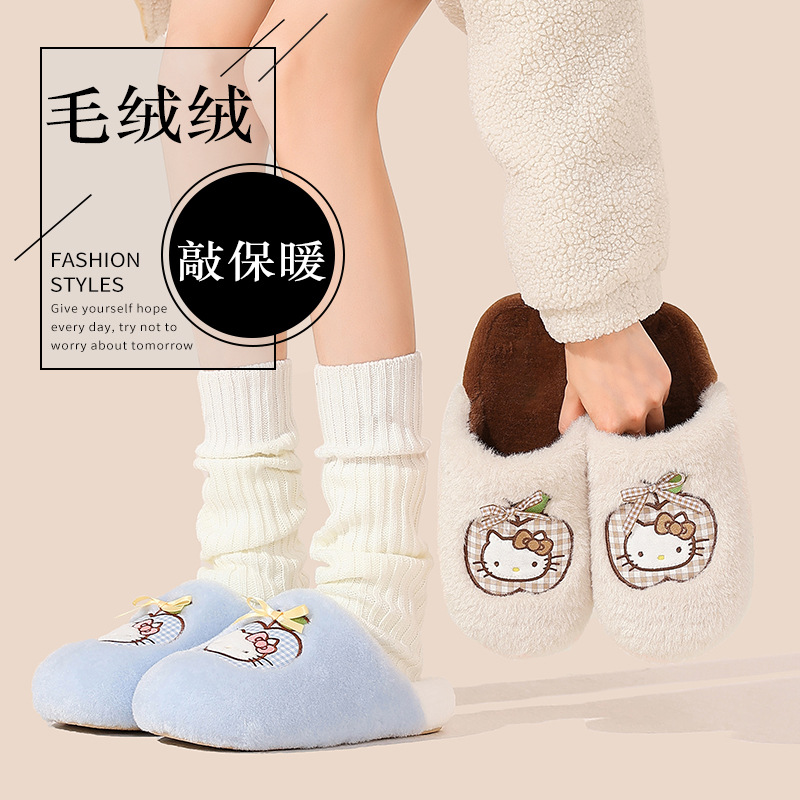 秋冬季棉拖鞋居家卡通时尚踩屎感加厚保暖毛绒绒女士室内拖鞋跨境