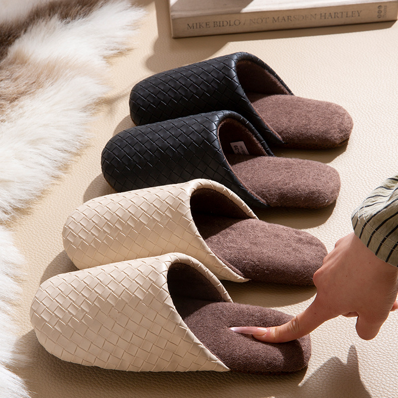 静音棉拖鞋女款秋冬季新款居家室内防水防滑加绒保暖纯色情侣棉拖