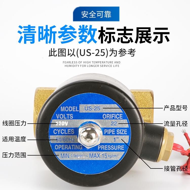 铜高温蒸汽电磁阀US-25 10 08 15 20 32 40 DN50不锈钢直流高压