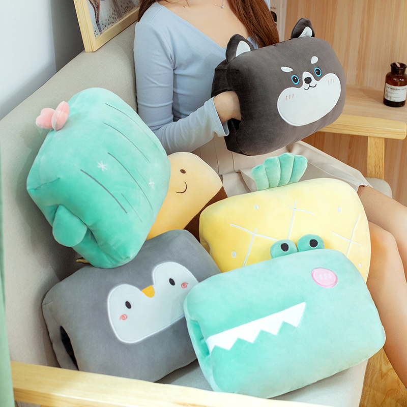 暖手抱枕可插手办公室卡通午睡小枕头学生宿舍毛绒手捂冬天女生抱