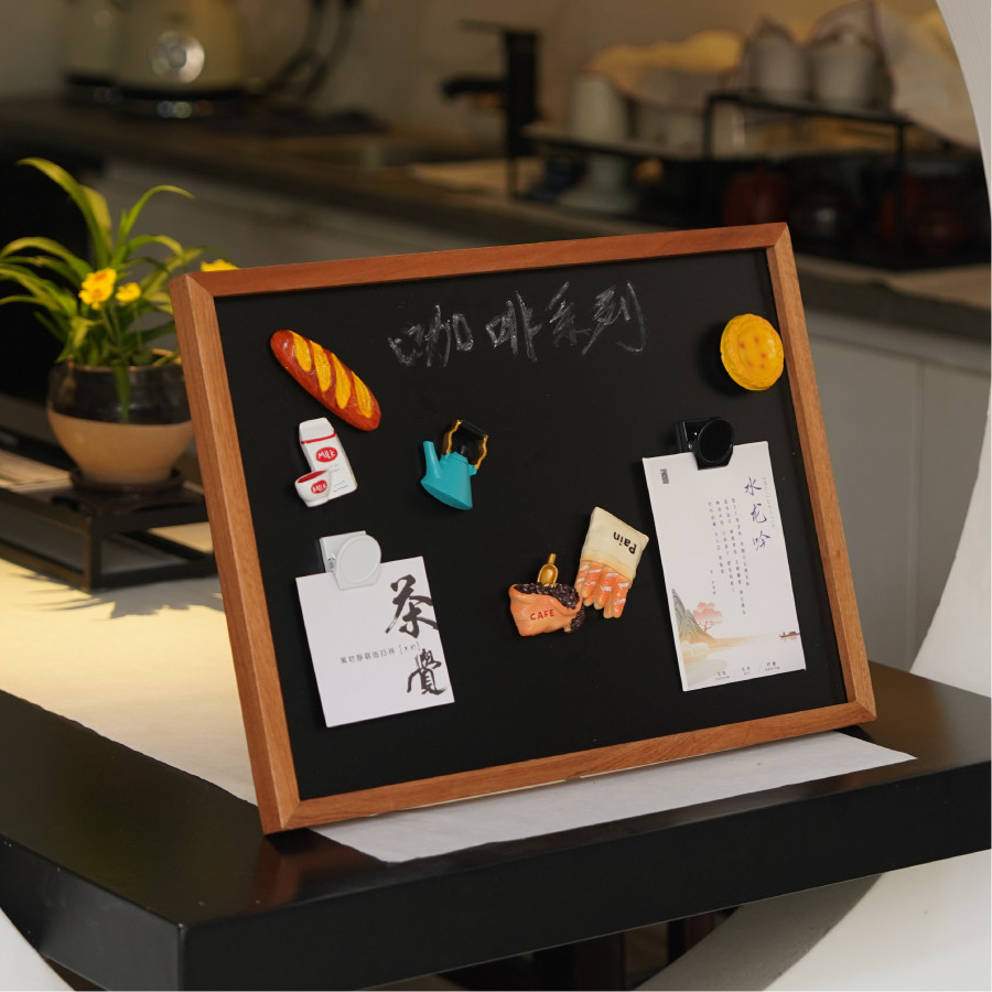 铁艺手写板立式桌面广告牌实木金属小黑板磁吸留言板DIY手写台卡