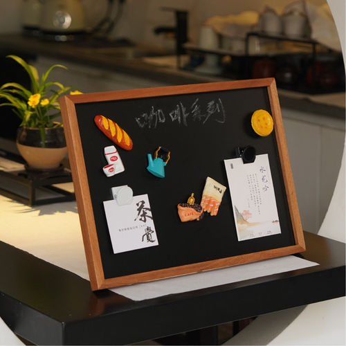 铁艺手写板立式桌面广告牌实木金属小黑板磁吸留言板DIY手写台卡