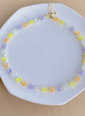 小清新串珠项链甜美少女雏菊花朵颈链ins网红项圈可爱小众锁骨链