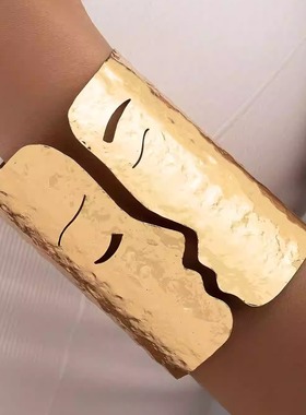 欧美夸张个性金属人脸开口手镯女小众高级轻奢时尚百搭气质臂环