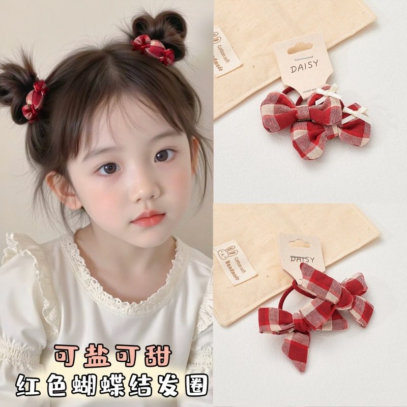 儿童新年红色糖果皮筋女童中国风扎辫子不伤发头绳宝宝小女孩发圈