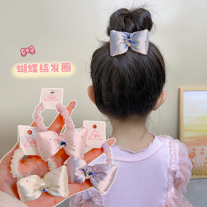 新款儿童韩系发绳蝴蝶结高弹力不伤发爱心甜美发圈小女孩可爱发饰