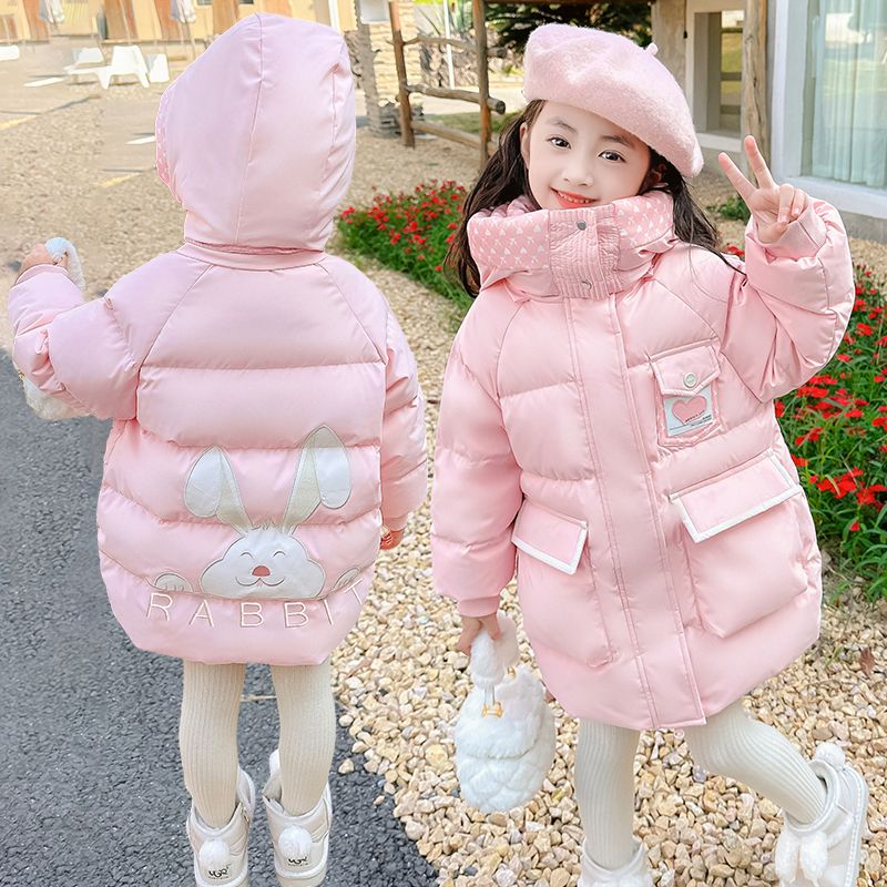 保暖冬装棉衣女童中长款2025新款棉服加厚宝宝洋气儿童棉袄外套潮