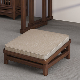 黑胡桃木实木佛堂家用磕头跪拜垫方形供佛禅修蒲团打坐垫拜凳