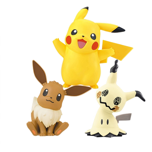 万代 拼装模型 口袋妖怪精灵宝可梦 快快拼 皮卡丘 梦幻伊布迷拟Q