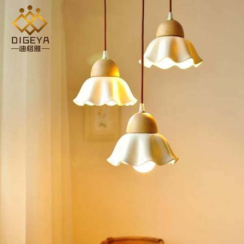 现代简约餐厅吊灯日式极简原木吊灯大气清新单头三头餐厅吊灯