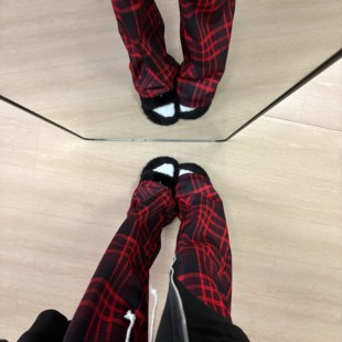 红色格子加绒糯米裤女加厚垂坠感软糯小个子冬季直筒裤宽松慵懒风