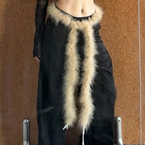 毛毛腰带长条毛茸绒腰链辣妹风屁帘爵士街舞蹈野性凹造型装饰腰封