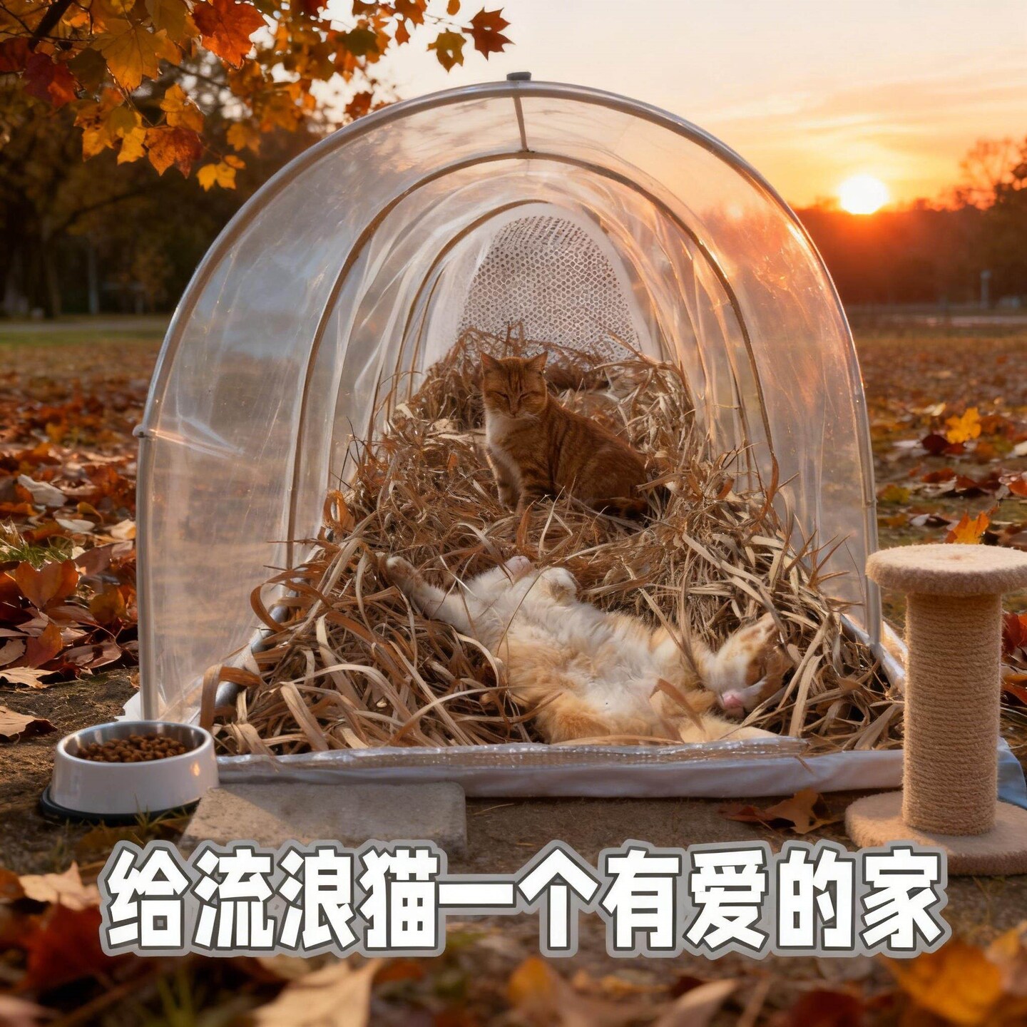 流浪猫户外窝大棚保温棚猫咪御寒保暖庇护所过冬神器喂食屋遮雨棚