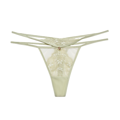 DonnaForte内裤花卉蕾丝舒适纯棉里档通透网纱性感丁字裤|Flora