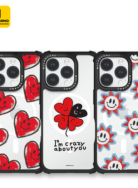 MOLAN CANO原创潮流幸运草太阳笑脸微笑爱心透明磁吸防摔苹果17promax/16/15/promax/mate70pro