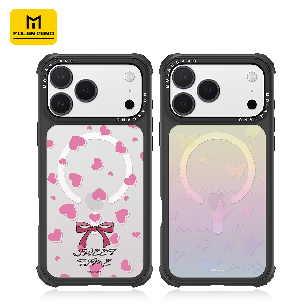MOLAN CANO高级经典渐变款蝴蝶爱心透明磁吸防摔苹果17promax/16/15/promax/mate70pro